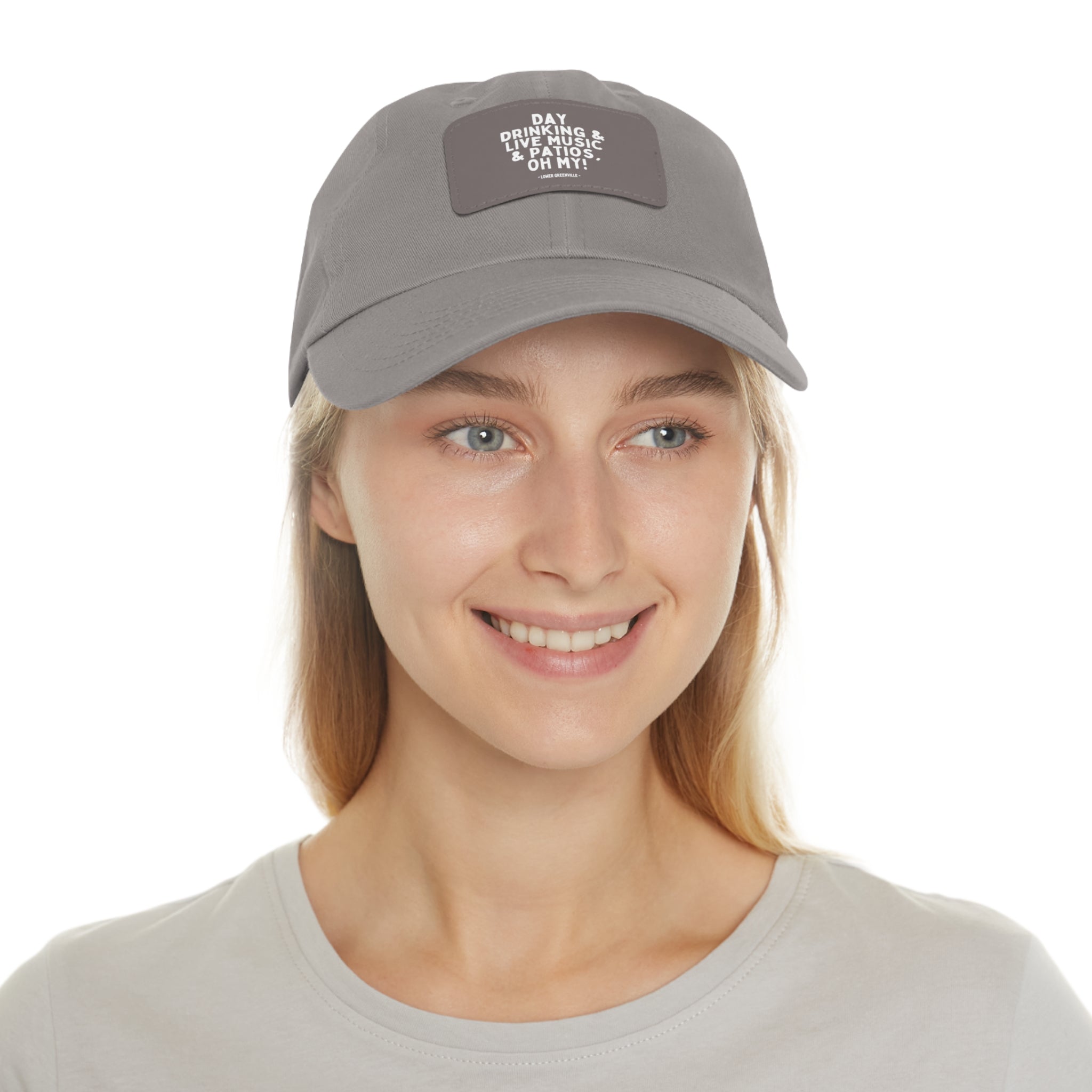Day Drinking, & Live Music, & Patios, Oh My! Hat with Leather Patch