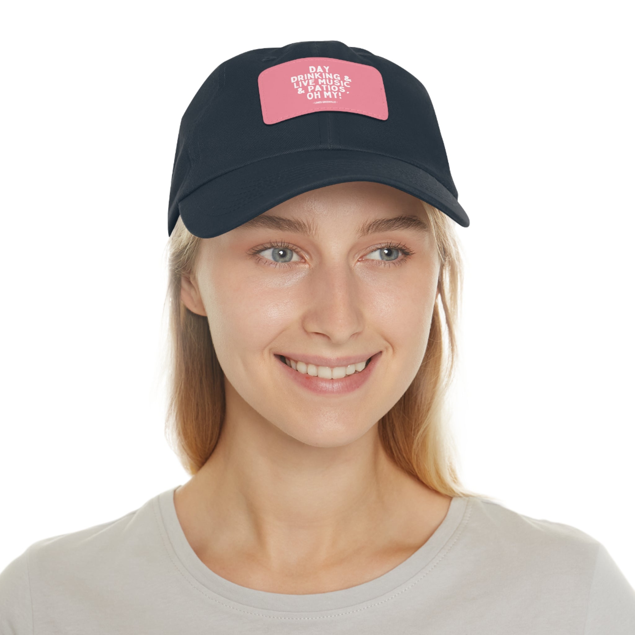 Day Drinking, & Live Music, & Patios, Oh My! Hat with Leather Patch