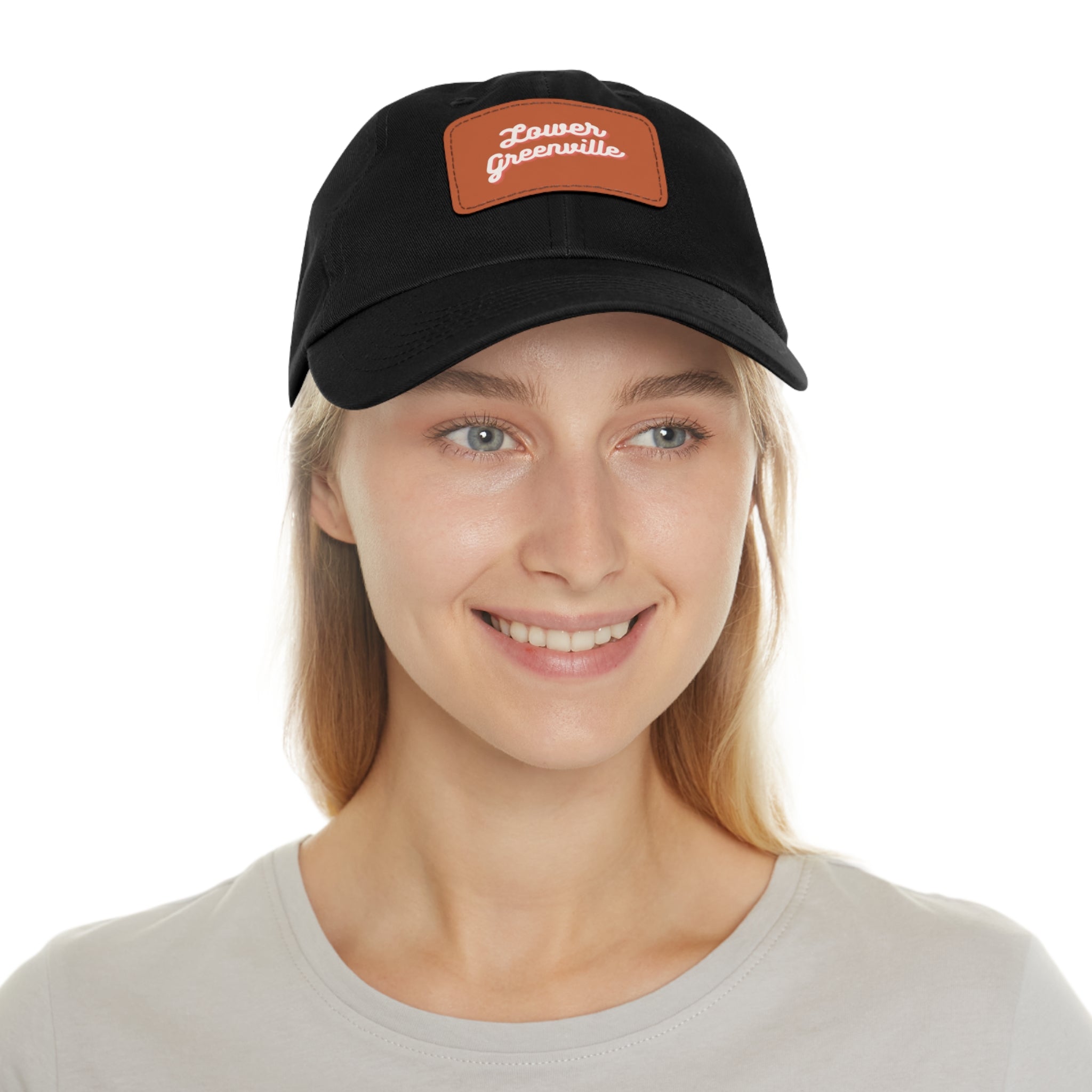Cursive Lower Greenville Hat with Leather Patch - Friends of Lower Greenville