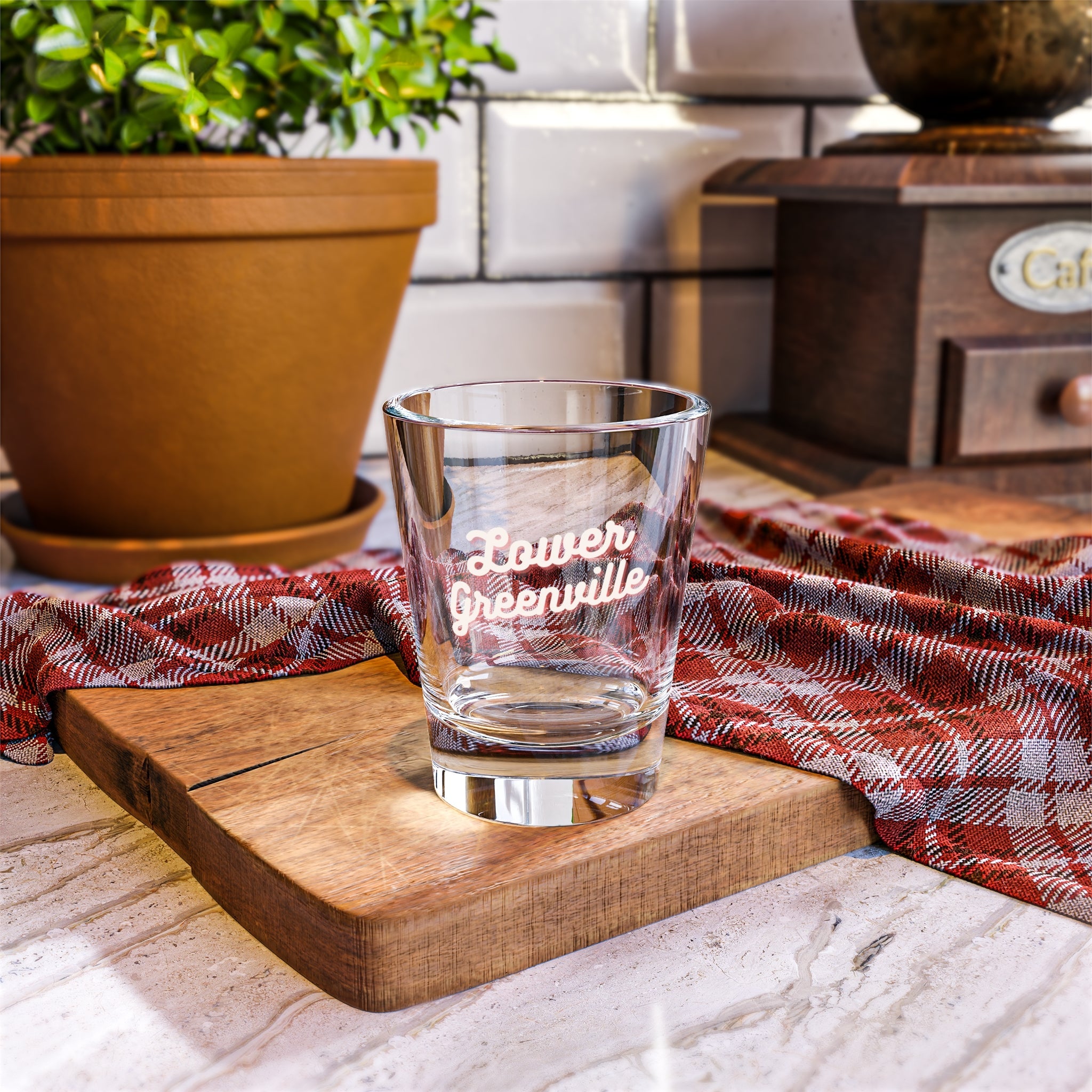 Cursive Lower Greenville Shot Glass, 1.5oz - Friends of Lower Greenville