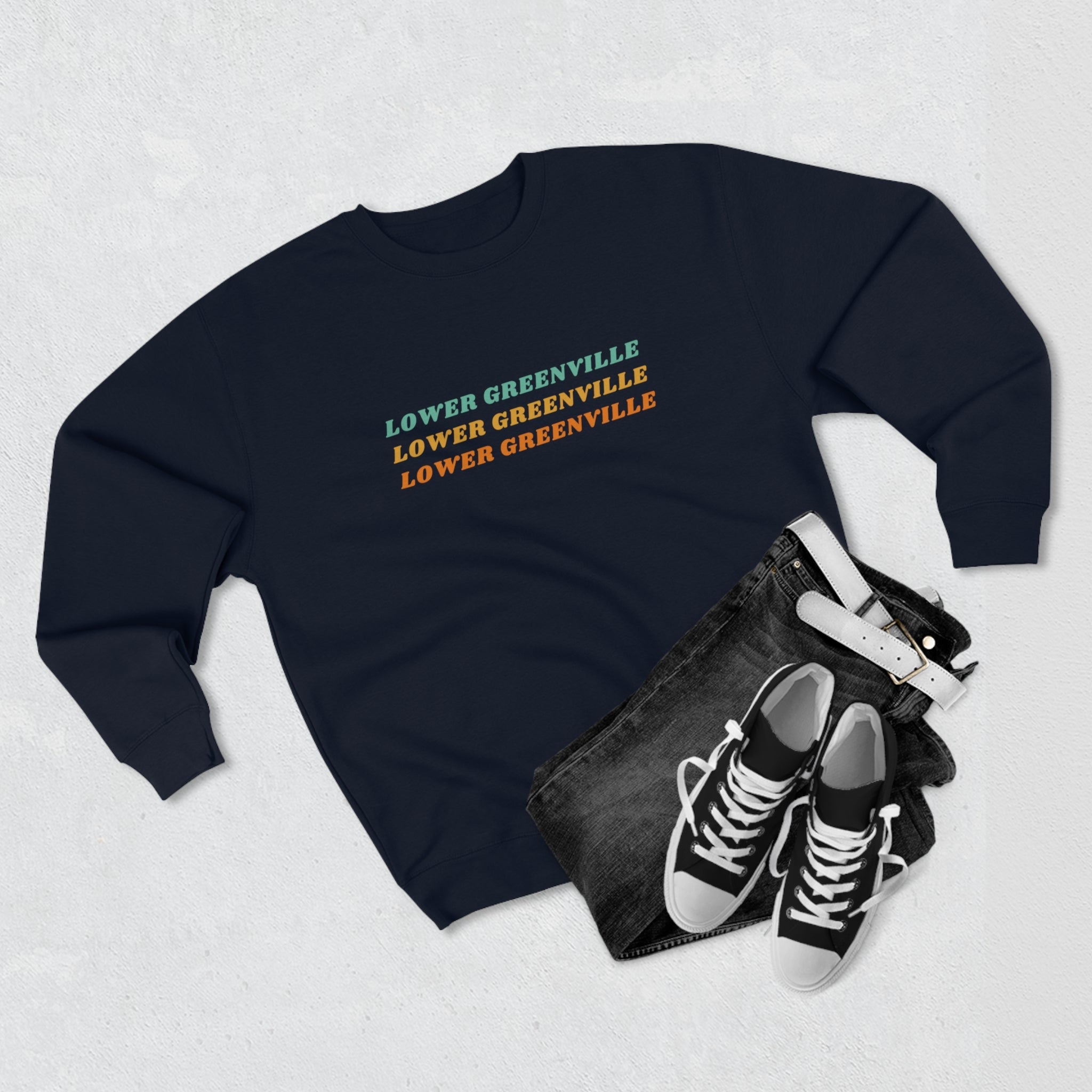 Lower Greenville Retro Typography Crewneck Sweatshirt - Friends of Lower Greenville