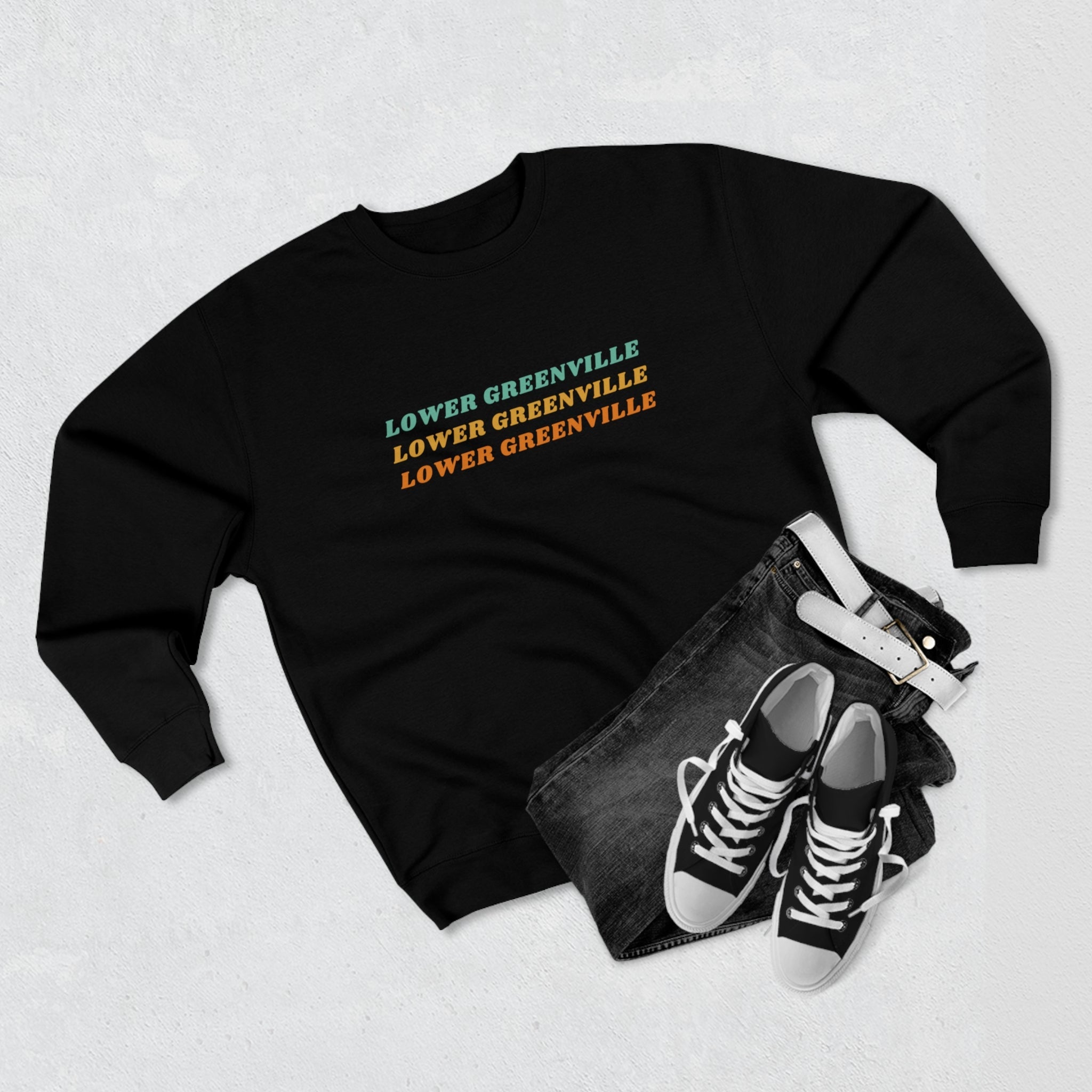 Lower Greenville Retro Typography Crewneck Sweatshirt - Friends of Lower Greenville