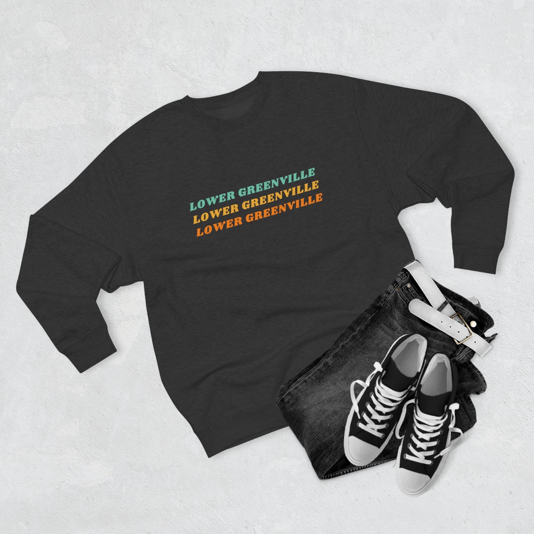 Lower Greenville Retro Typography Crewneck Sweatshirt - Friends of Lower Greenville