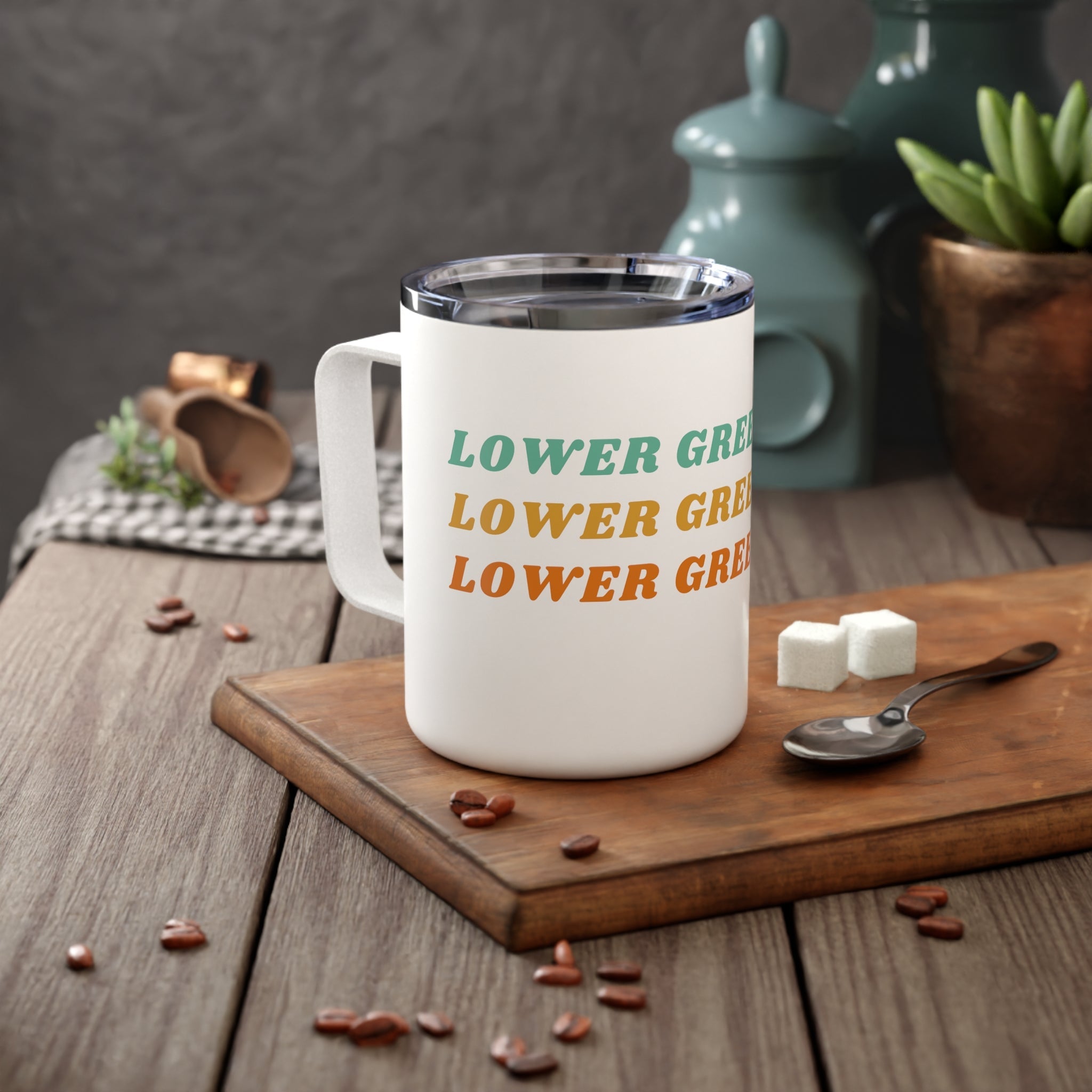 Lower Greenville Retro Typography Insulated Coffee Mug, 10oz - Friends of Lower Greenville