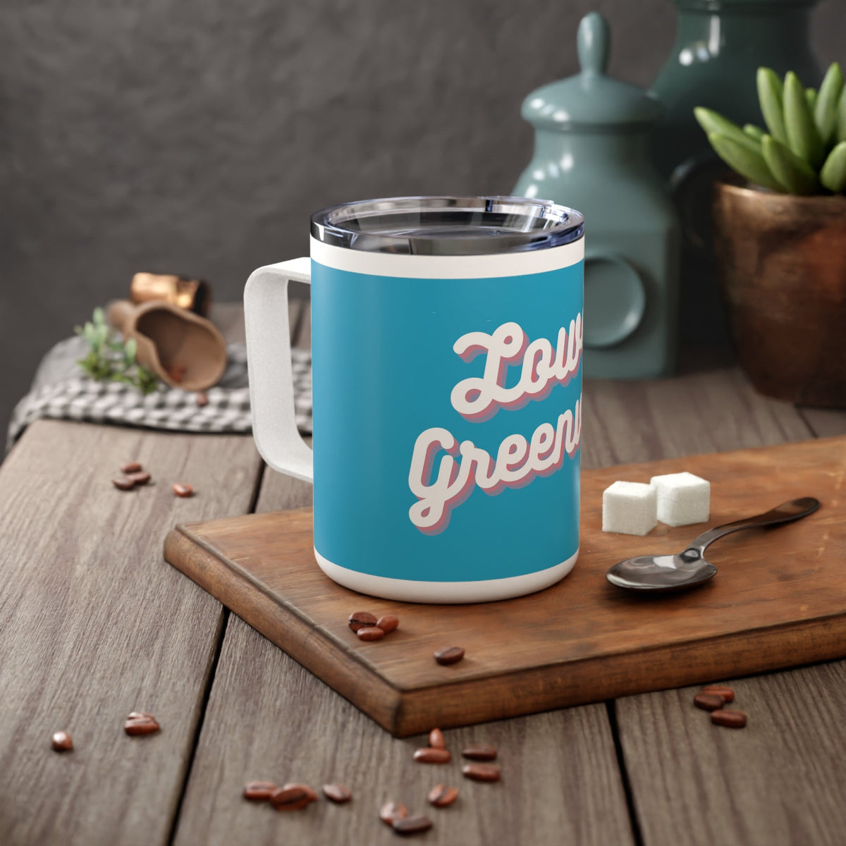 Cursive Lower Greenville Insulated Coffee Mug, 10oz