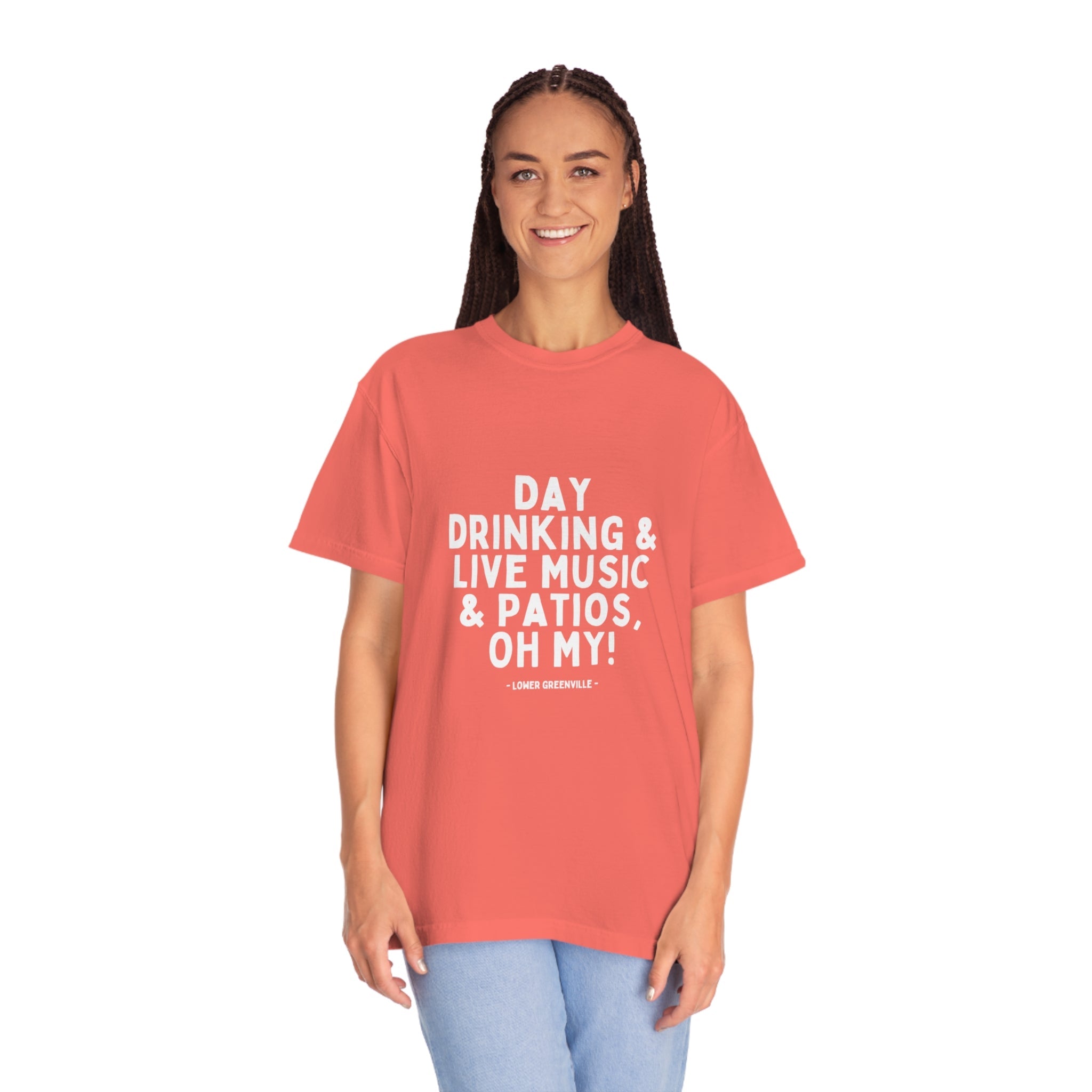 Day Drinking, & Live Music, & Patios, Oh My! T-shirt - Friends of Lower Greenville