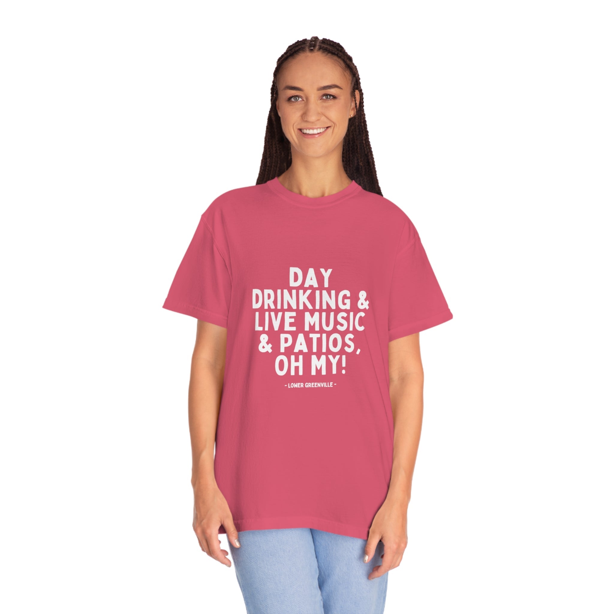 Day Drinking, & Live Music, & Patios, Oh My! T-shirt - Friends of Lower Greenville