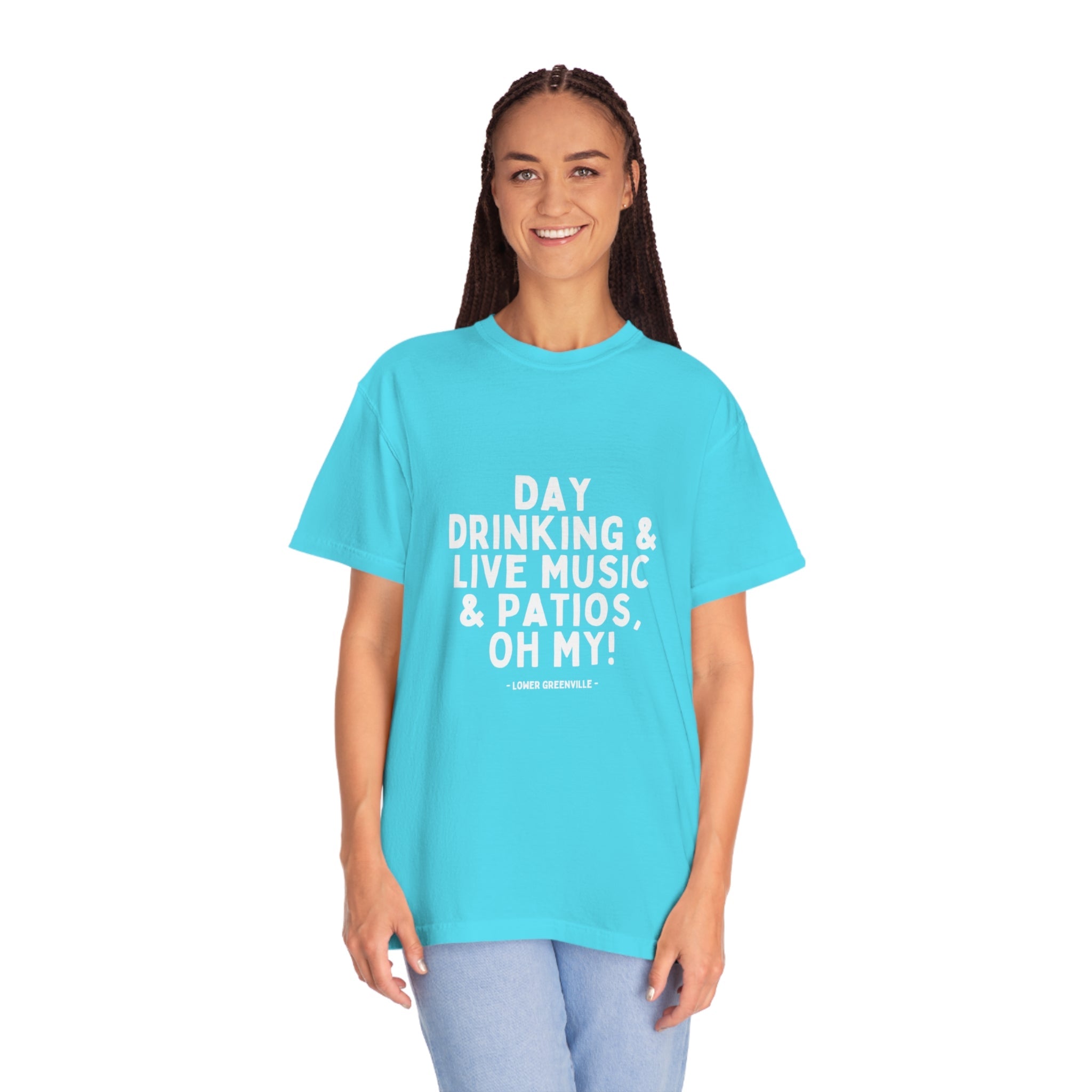 Day Drinking, & Live Music, & Patios, Oh My! T-shirt - Friends of Lower Greenville